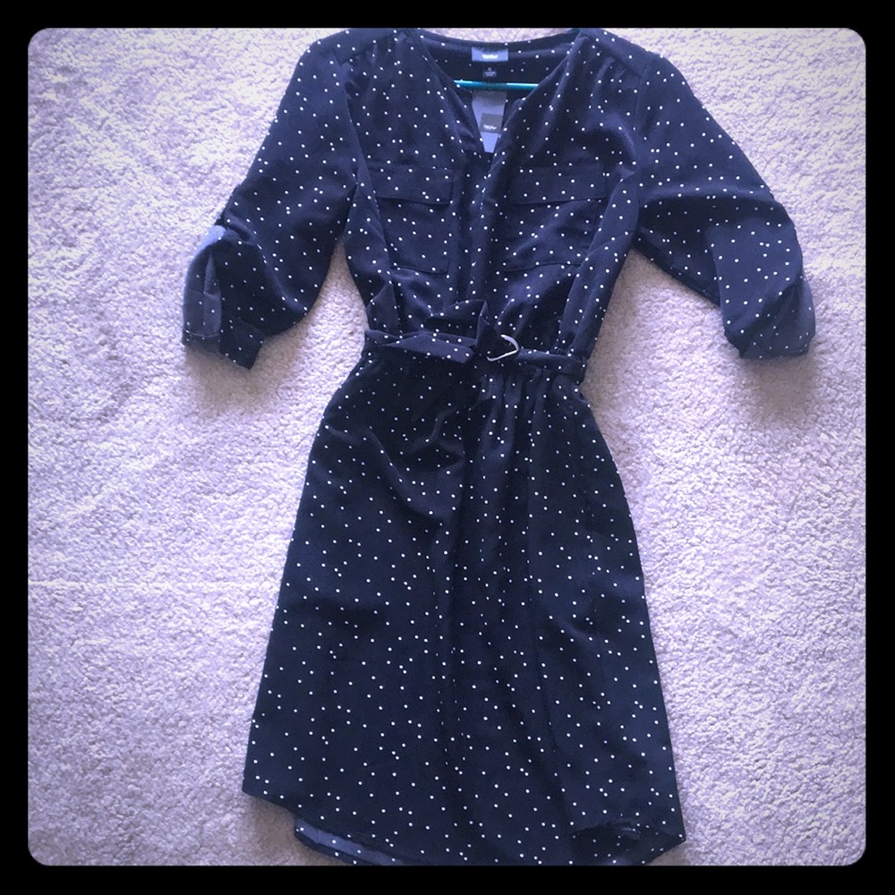 Beautiful Black Dress with white polka dots.